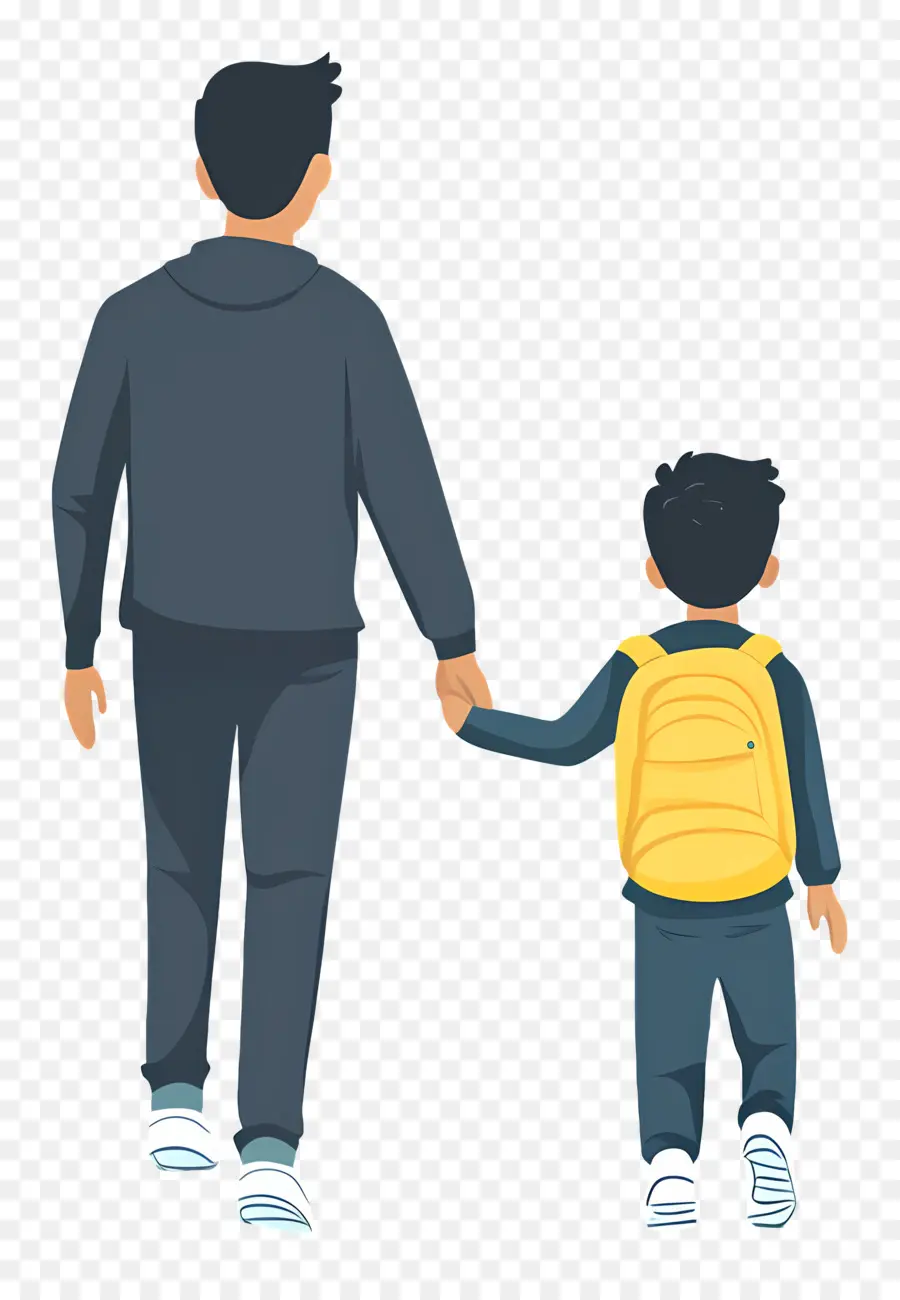 Indo Para A Escola Com O Papai，Pai E Filho PNG