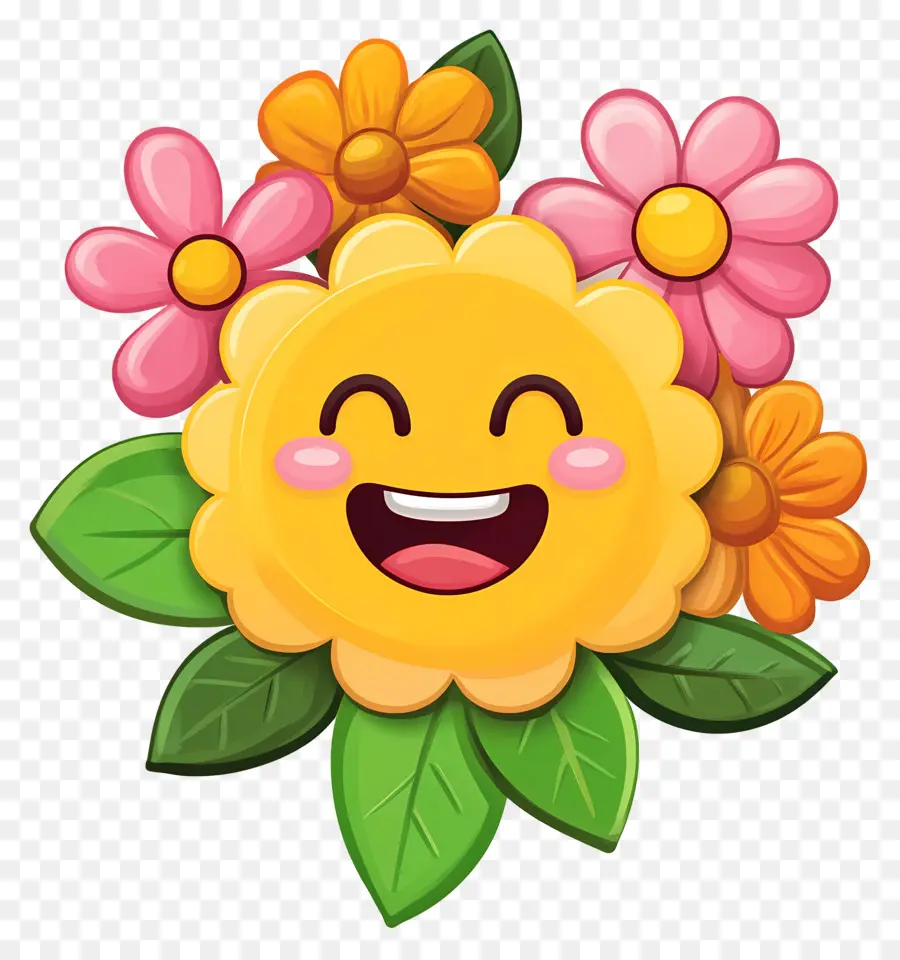 Emoji De Aniversário，Desenho De Flor Sorridente PNG