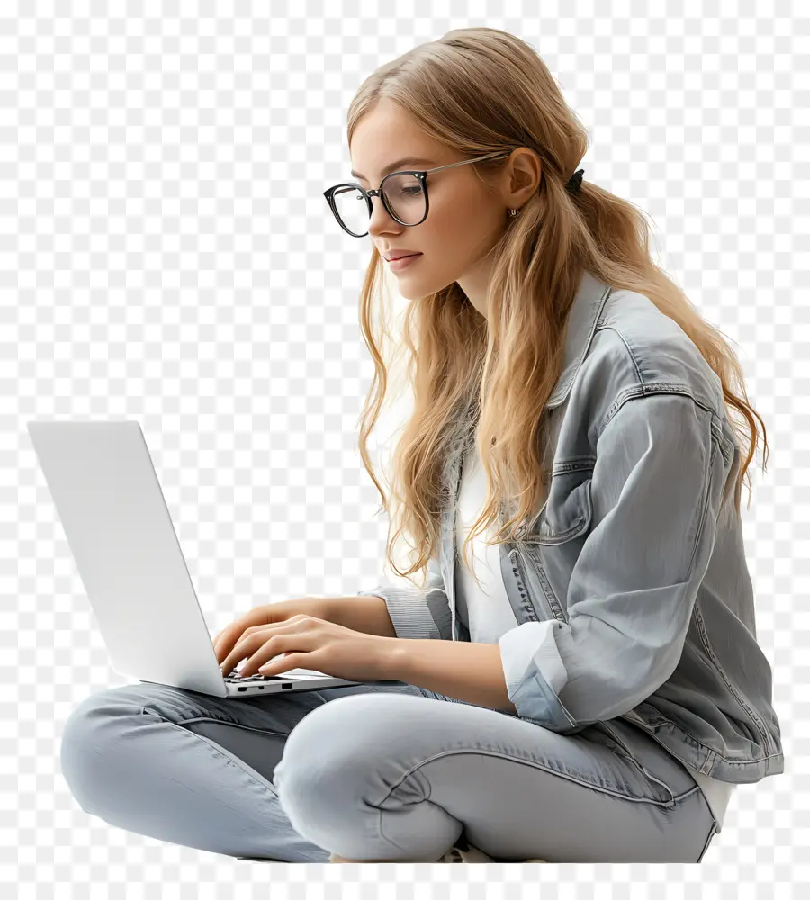 Garota Com Computador，Mulher Com Laptop PNG