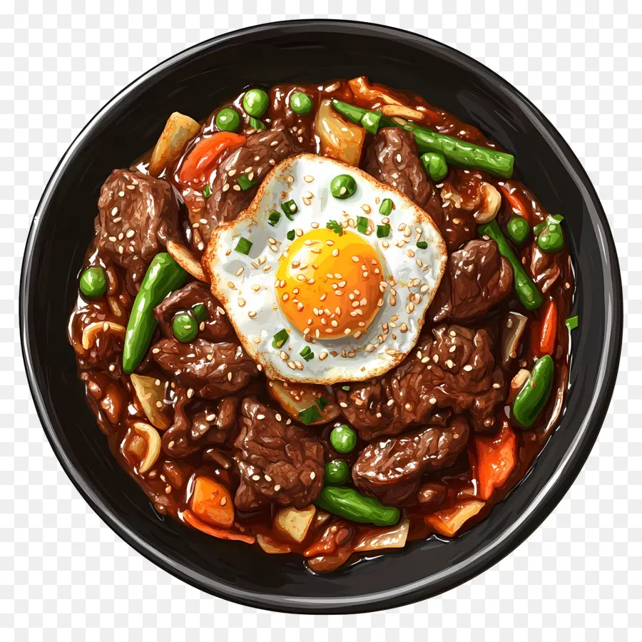 Bibimbap Coreano，Prato De Carne PNG