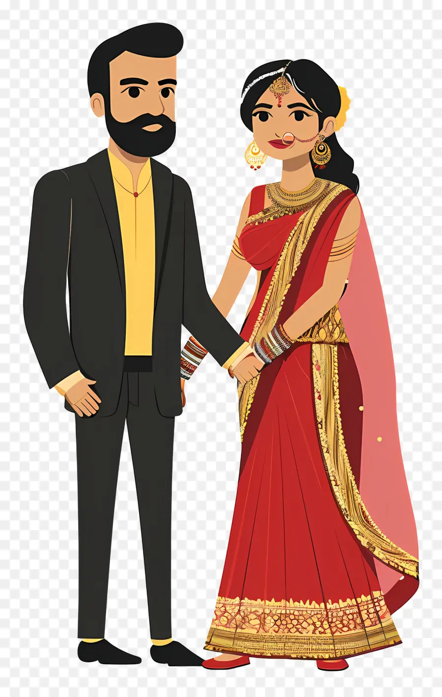 Noiva E Noivo Indianos，Casal De Noivos Tradicional PNG