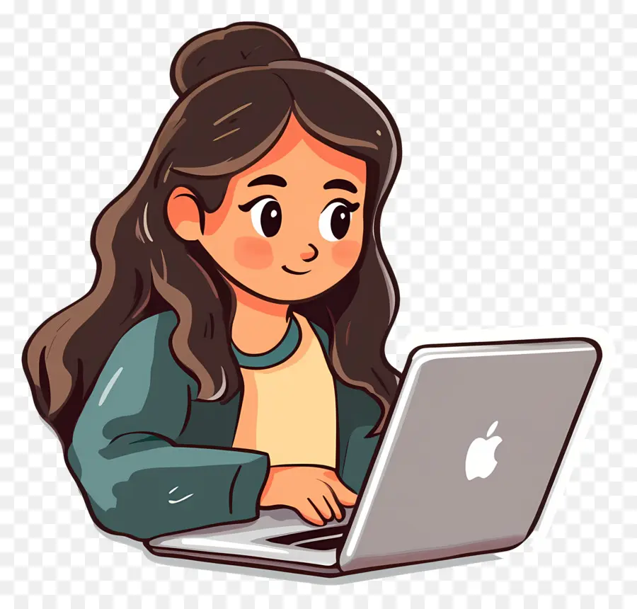 Garota Com Computador，Menina Com Laptop PNG