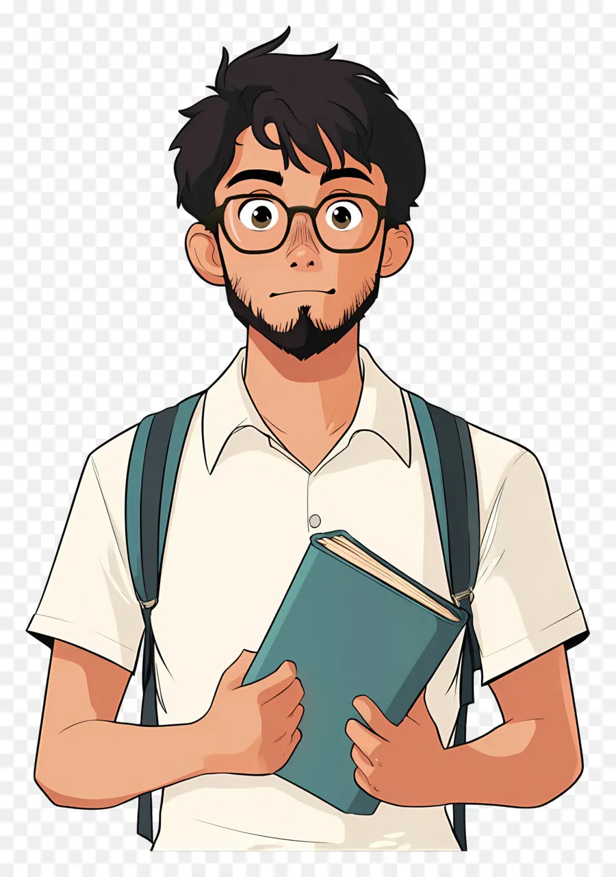 Aluno Animado，Menino Com Livro PNG