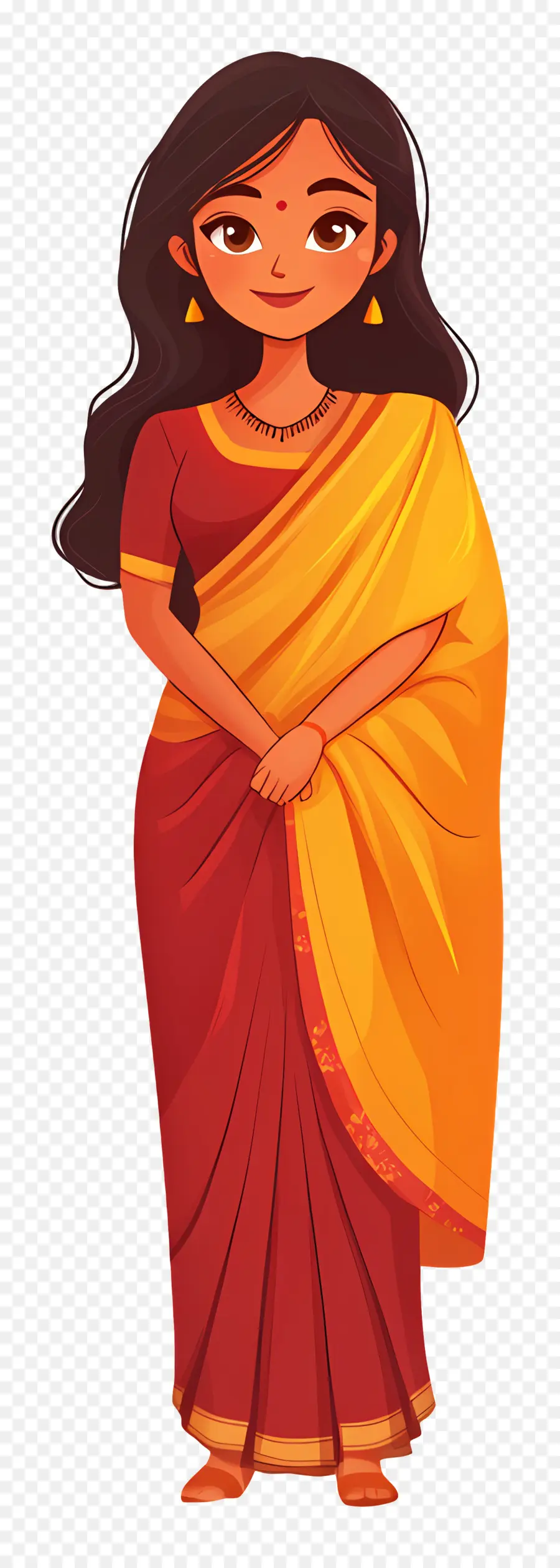 Garota Indiana，Mulher Em Vestido Tradicional PNG