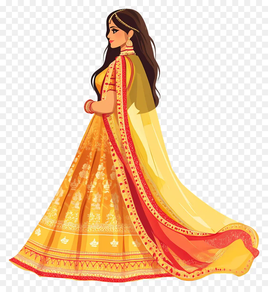 Saree De Casamento Indiano，Mulher Em Vestido Tradicional PNG