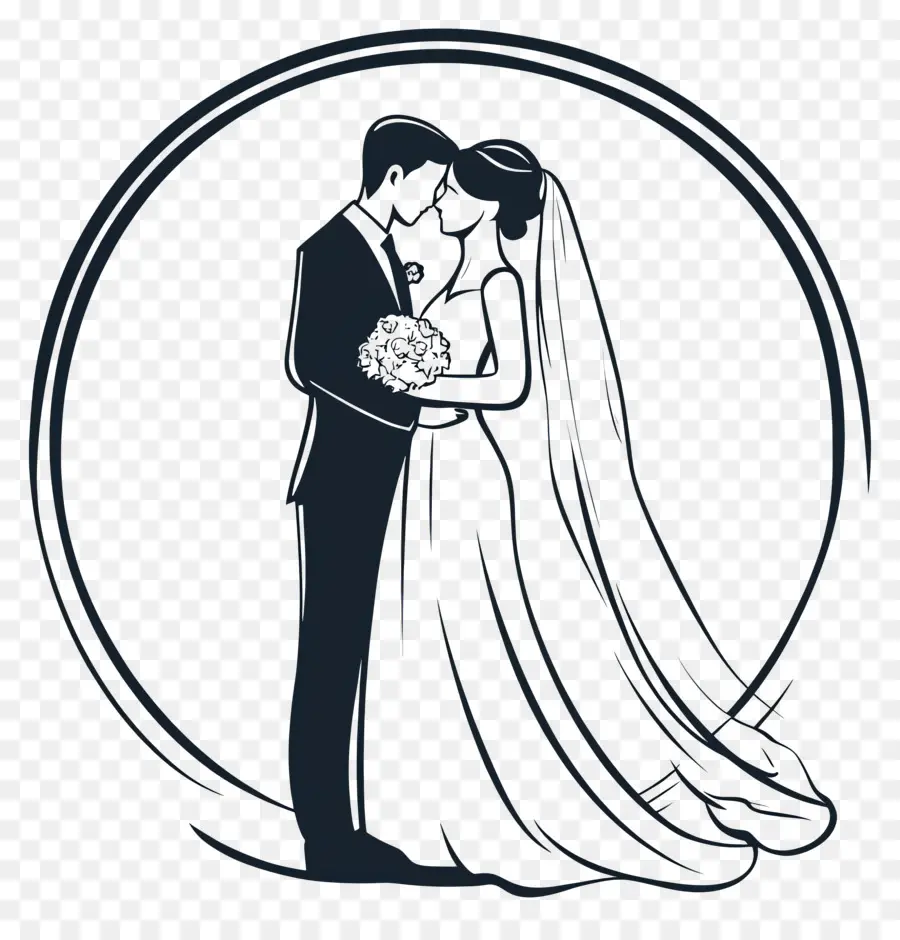 Linha De Casamento，Casal De Noivos PNG