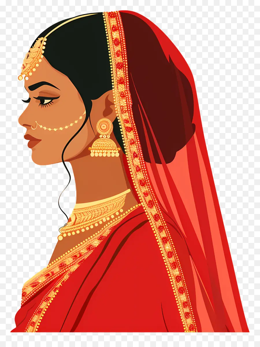 Saree De Casamento Indiano，Noiva Em Vestido Vermelho PNG