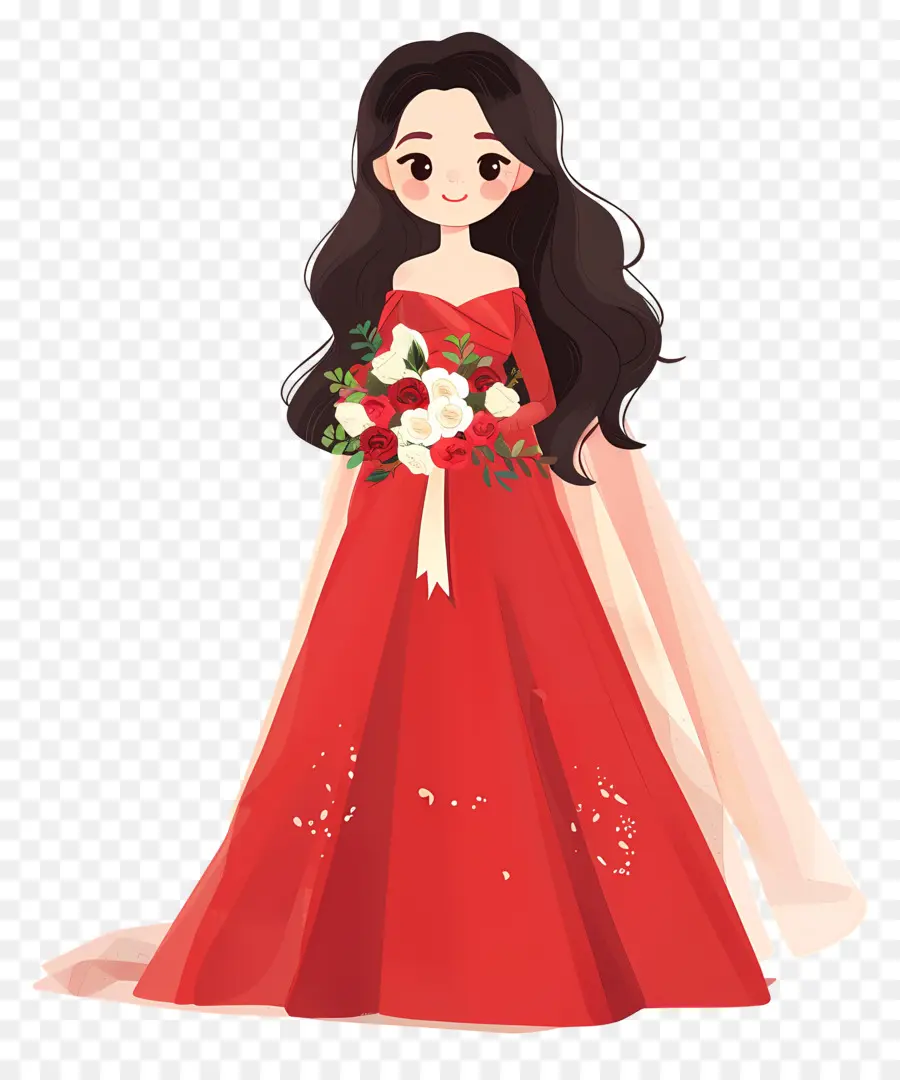 Noiva Dos Desenhos Animados，Garota De Vestido Vermelho PNG