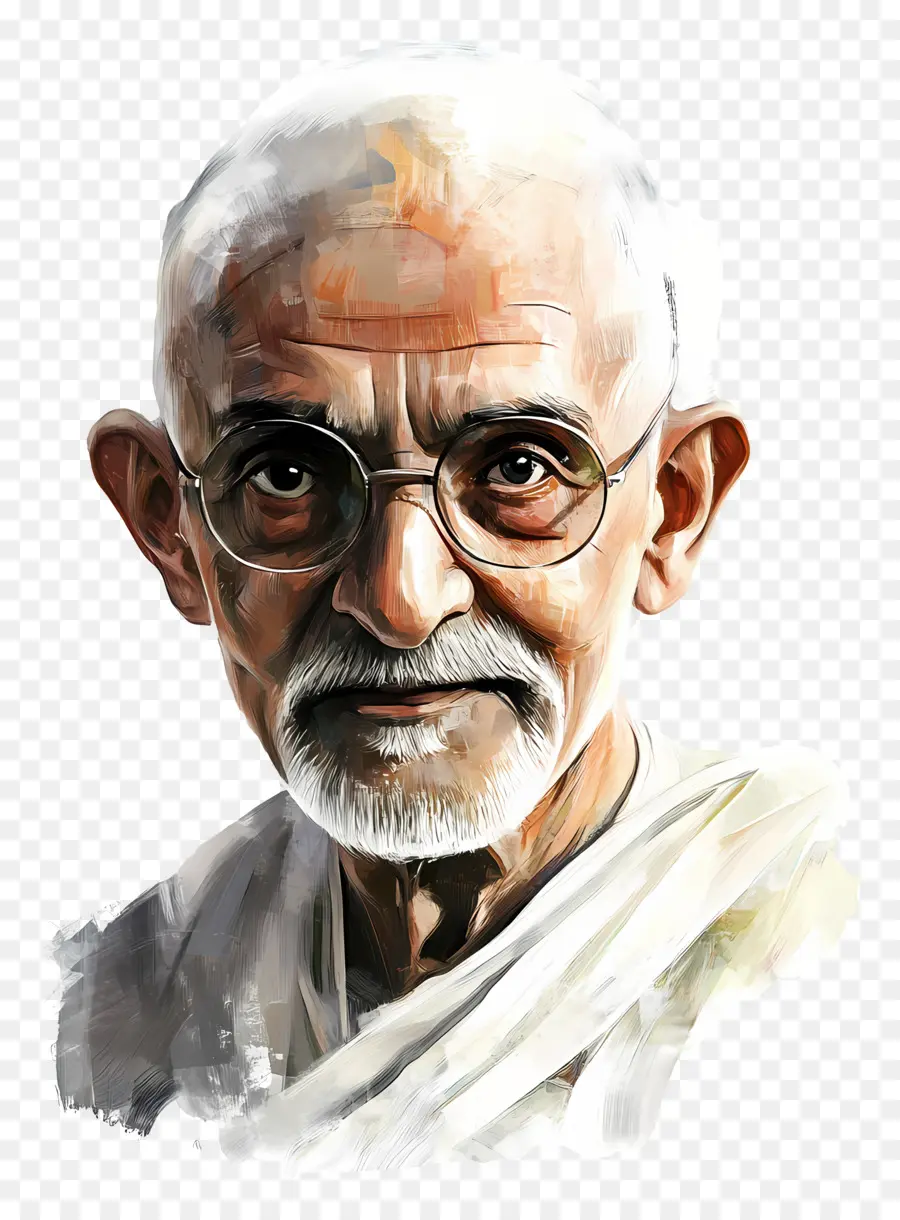 Gandhi，Homem Idoso Com óculos PNG