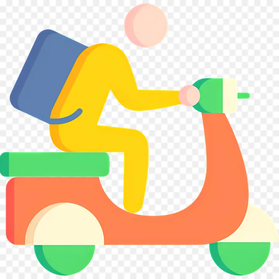 Entregador，Entregador De Desenho Animado Em Scooter PNG