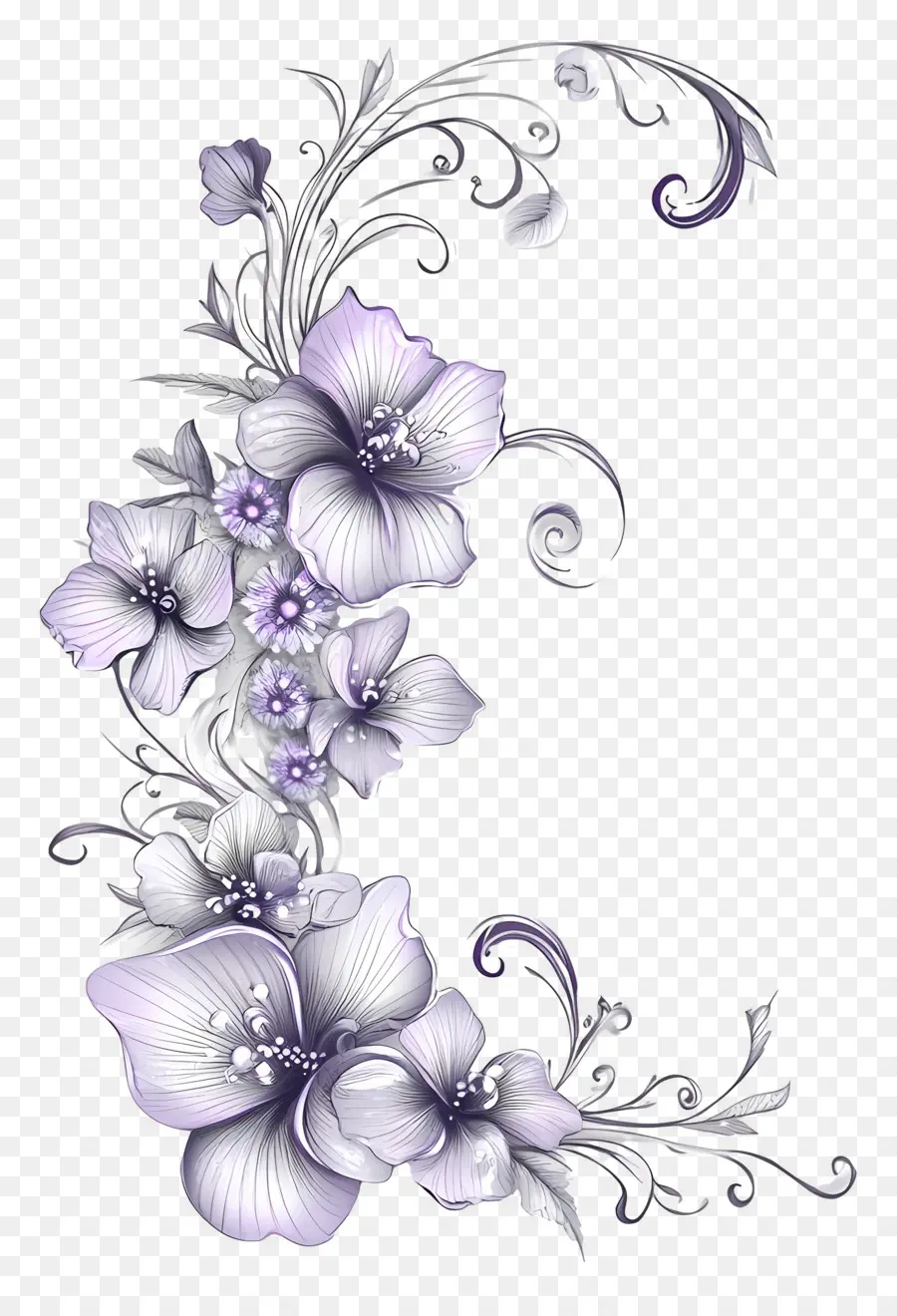 Linha De Casamento，Flores PNG