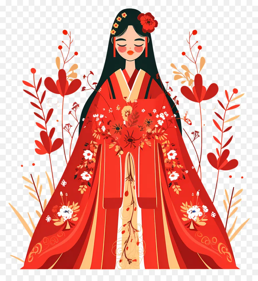 Noiva Tradicional，Vestido Tradicional Vermelho PNG