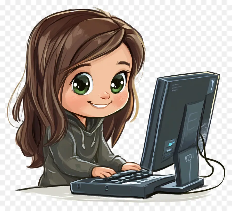 Garota Com Computador，Garota No Computador PNG