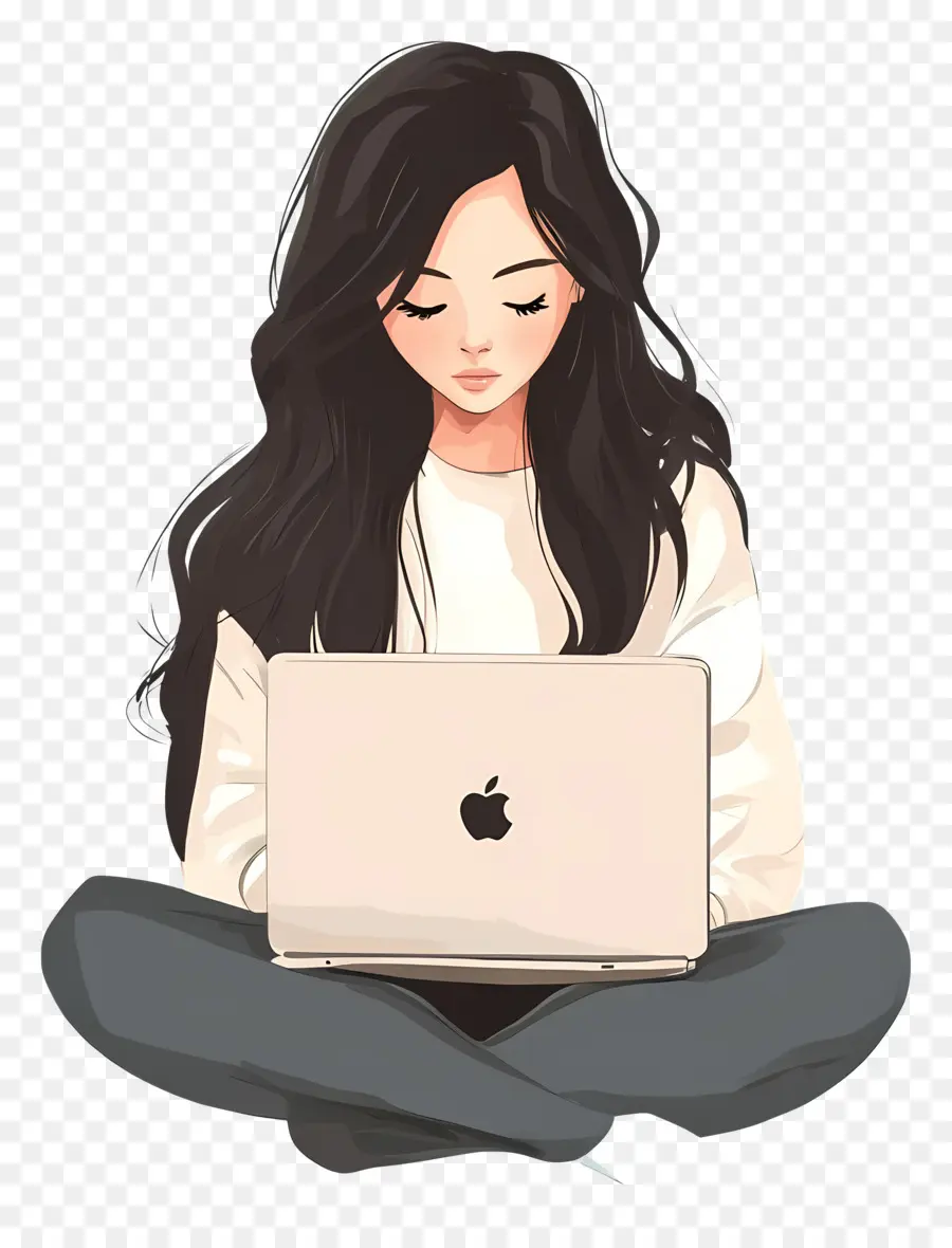 Garota Com Computador，Menina Com Laptop PNG