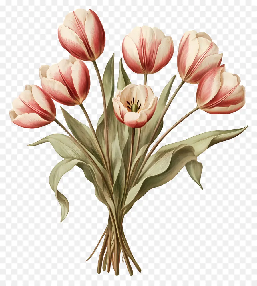 Buquê De Tulipas，Tulipas Rosa PNG