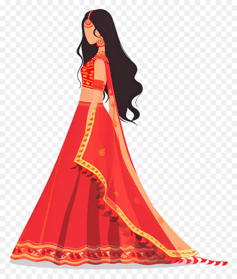 Noiva Indiana，Mulher Em Vestido Tradicional PNG