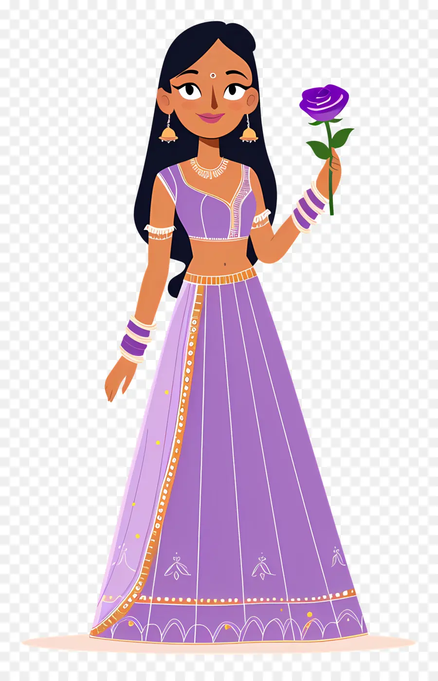 Desenho De Mulher Indiana，Mulher Em Vestido Tradicional PNG