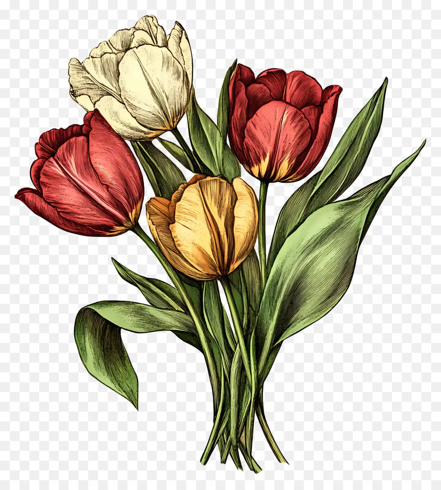 Buquê De Tulipas，Tulipas Rosa PNG