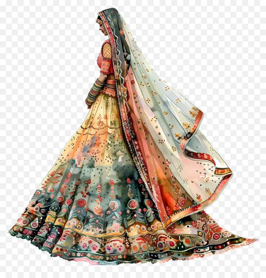 Vestido De Noiva Aquarela，Vestido Tradicional PNG