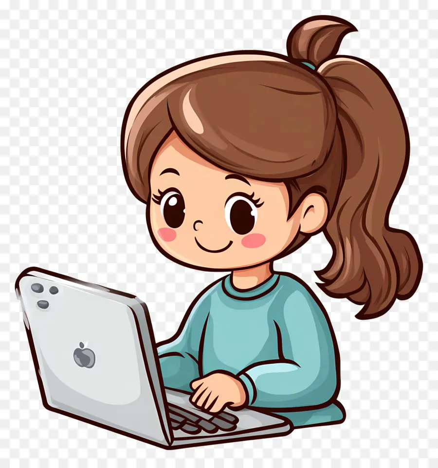 Garota Com Computador，Menina Com Laptop PNG