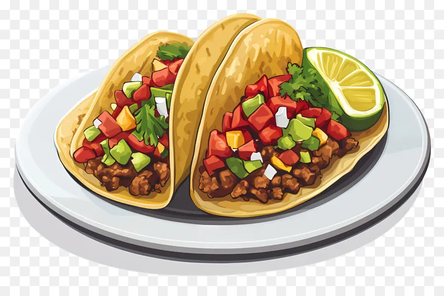 Tacos No Prato，Tacos PNG