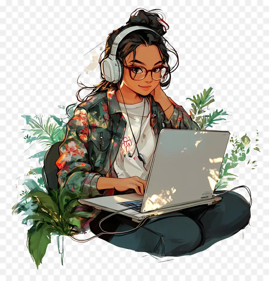 Garota Com Computador，Menina Com Laptop PNG