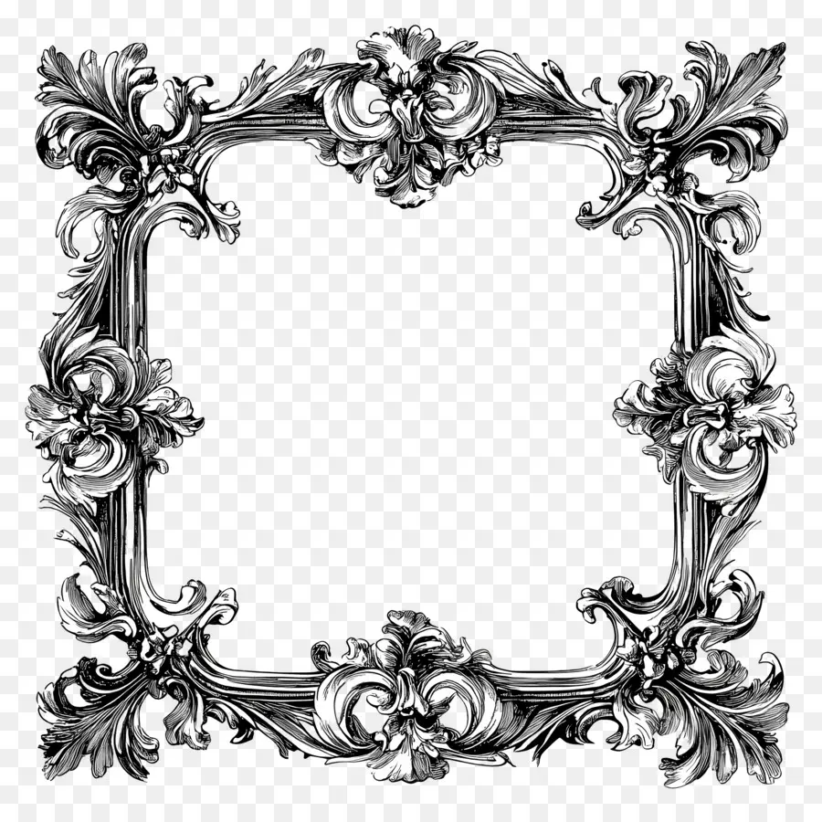 Moldura Vintage Preta，Moldura Ornamentada PNG