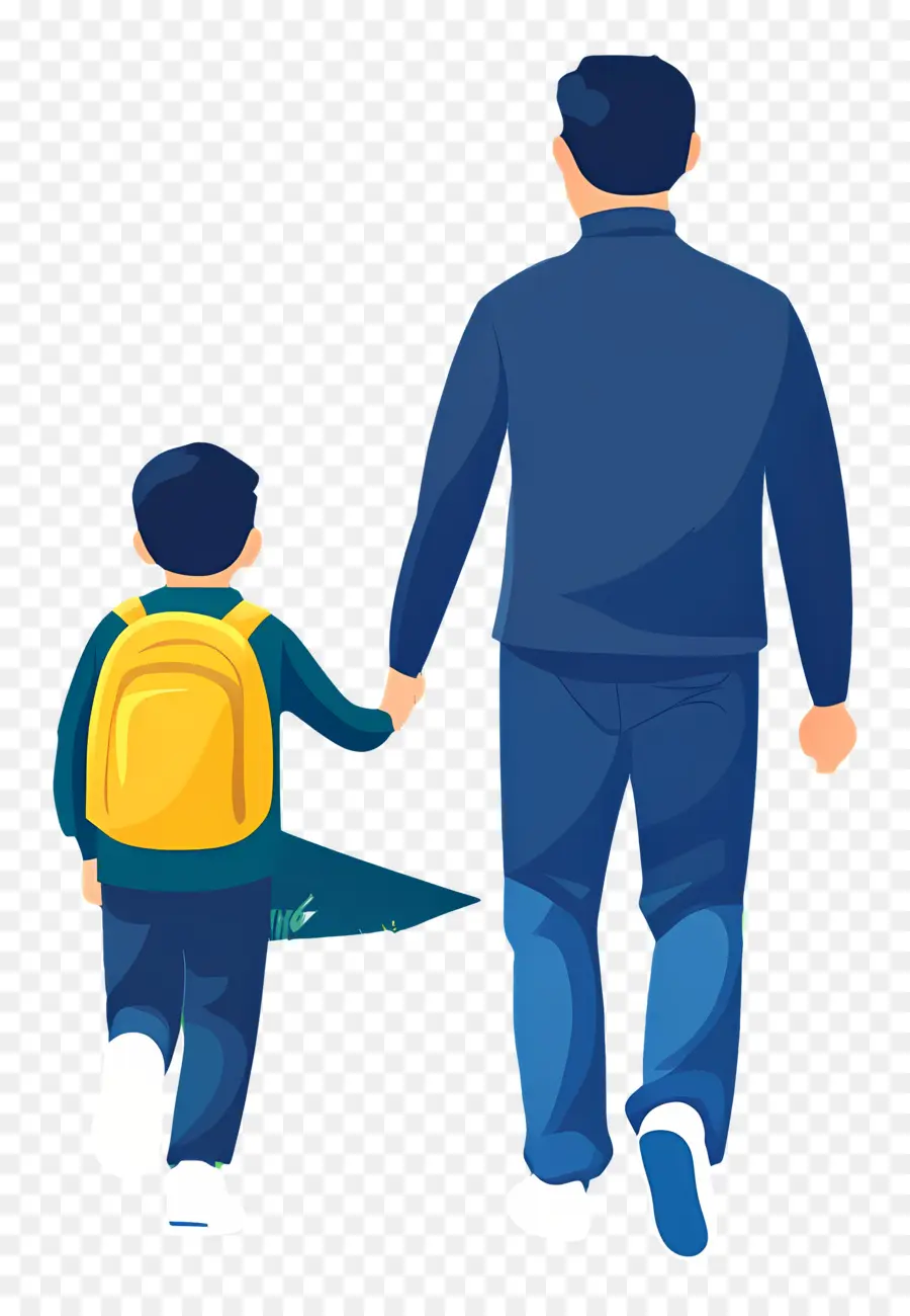 Indo Para A Escola Com O Papai，Pai E Filho PNG