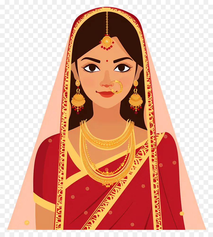 Saree De Casamento Indiano，Noiva Em Vestido Vermelho PNG