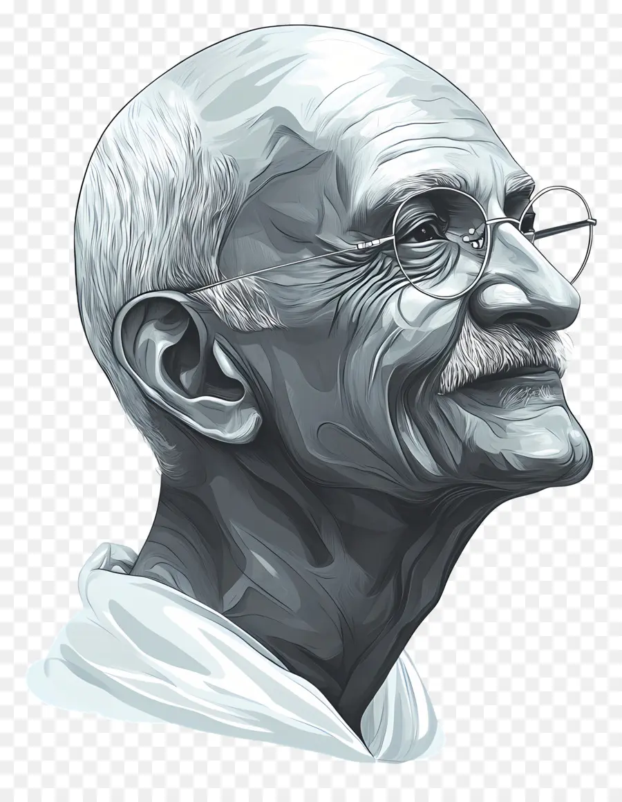 Gandhi，Homem Idoso Com óculos PNG