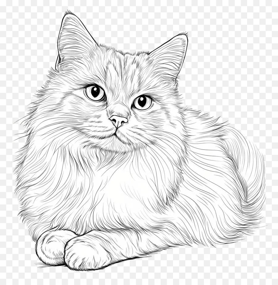 Página Para Colorir，Gato PNG