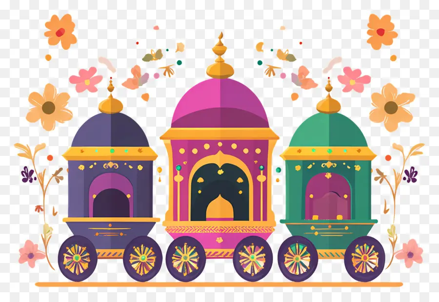 Rathyatra，Carruagens Coloridas PNG