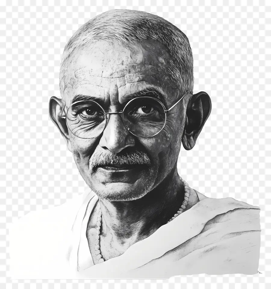 Gandhi，Homem Idoso Com óculos PNG