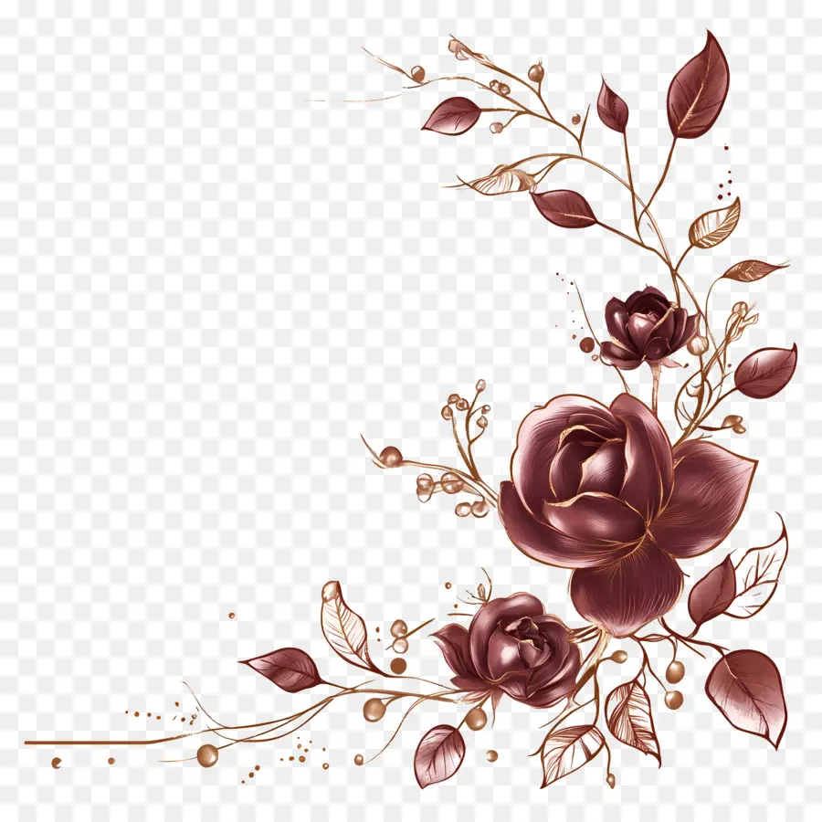 Linha De Casamento，Flores PNG