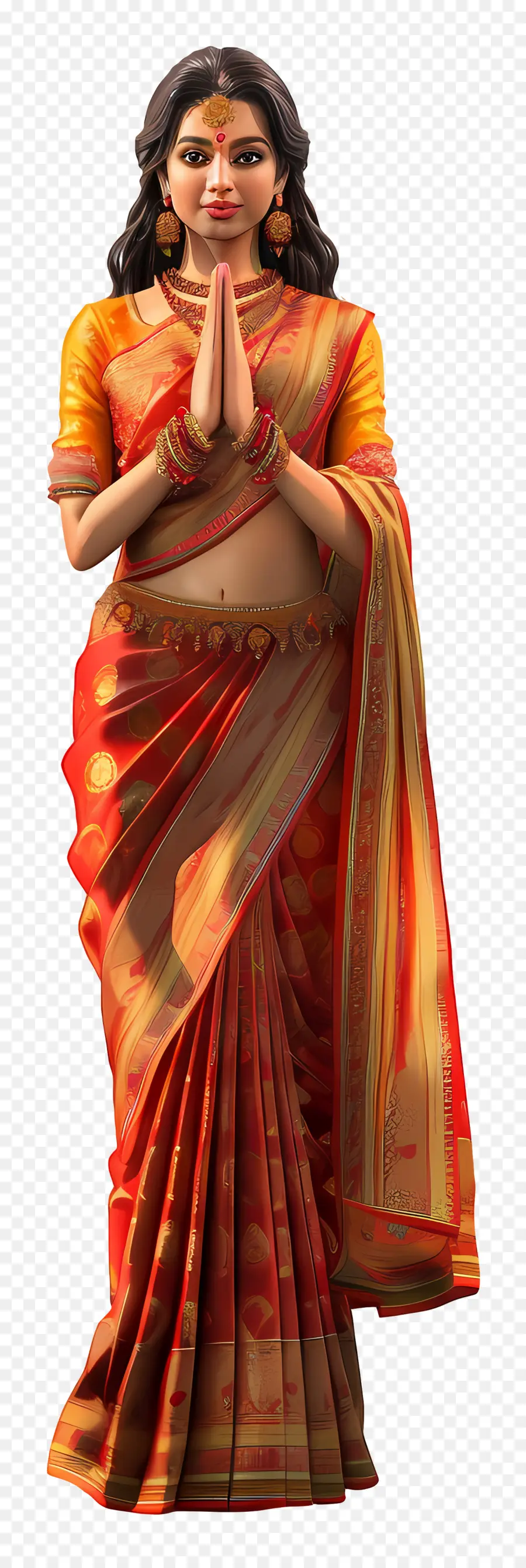 Mulher Indiana，Mulher Em Vestido Tradicional PNG