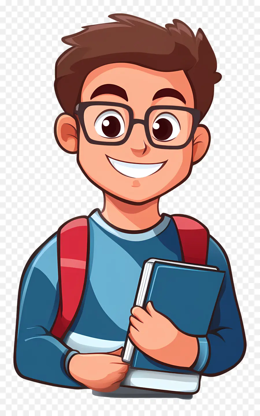 Aluno Animado，Homem Com Livro E Mochila PNG