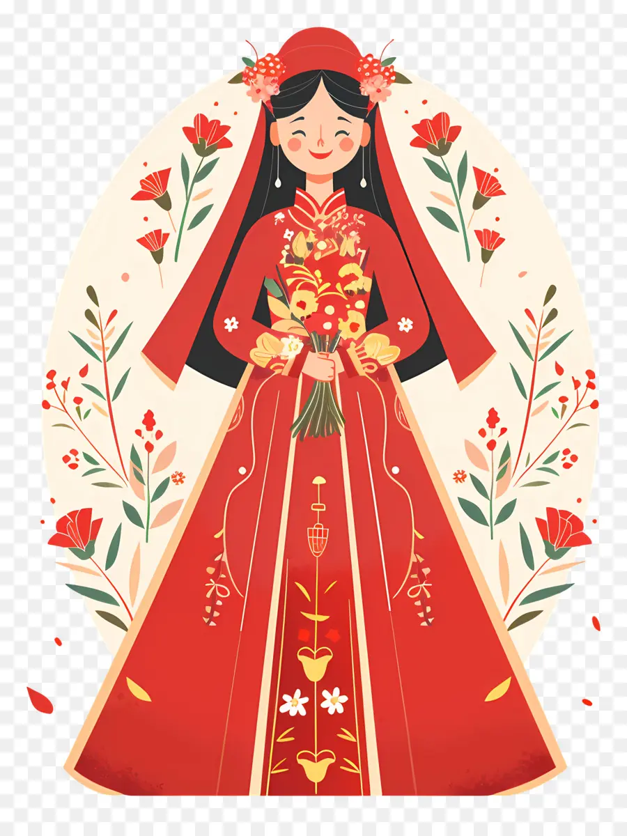 Noiva Tradicional，Vestido Tradicional Vermelho PNG