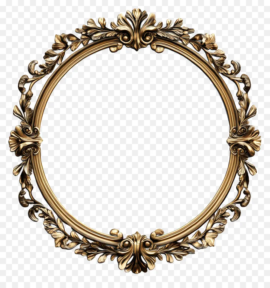 Moldura Vintage Dourada，Moldura Circular Ornamentada PNG