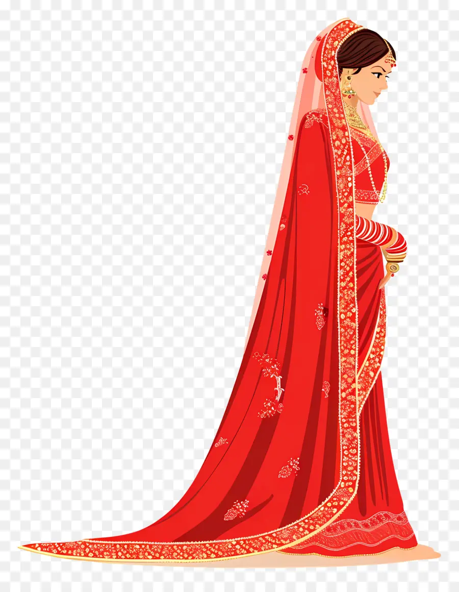 Saree De Casamento Indiano，Mulher Em Vestido Tradicional PNG