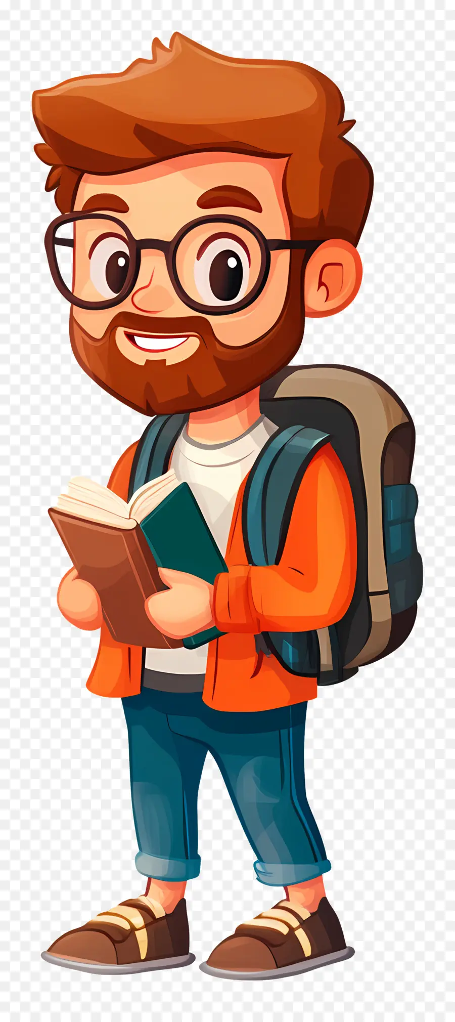 Aluno Animado，Homem Com Livro E Mochila PNG