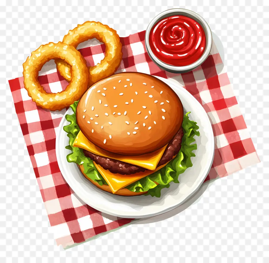 Hambúrguer Americano，Hambúrguer Com Rodelas De Cebola PNG