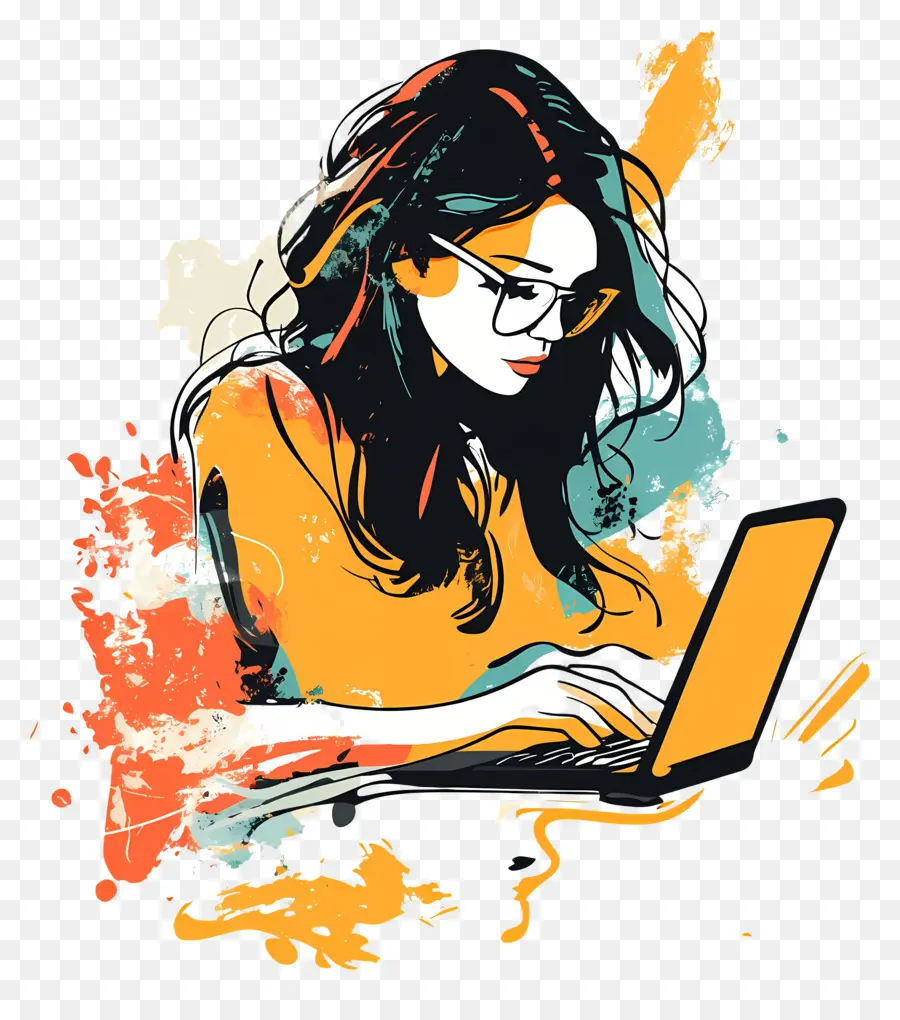 Garota Com Computador，Menina Com Laptop PNG