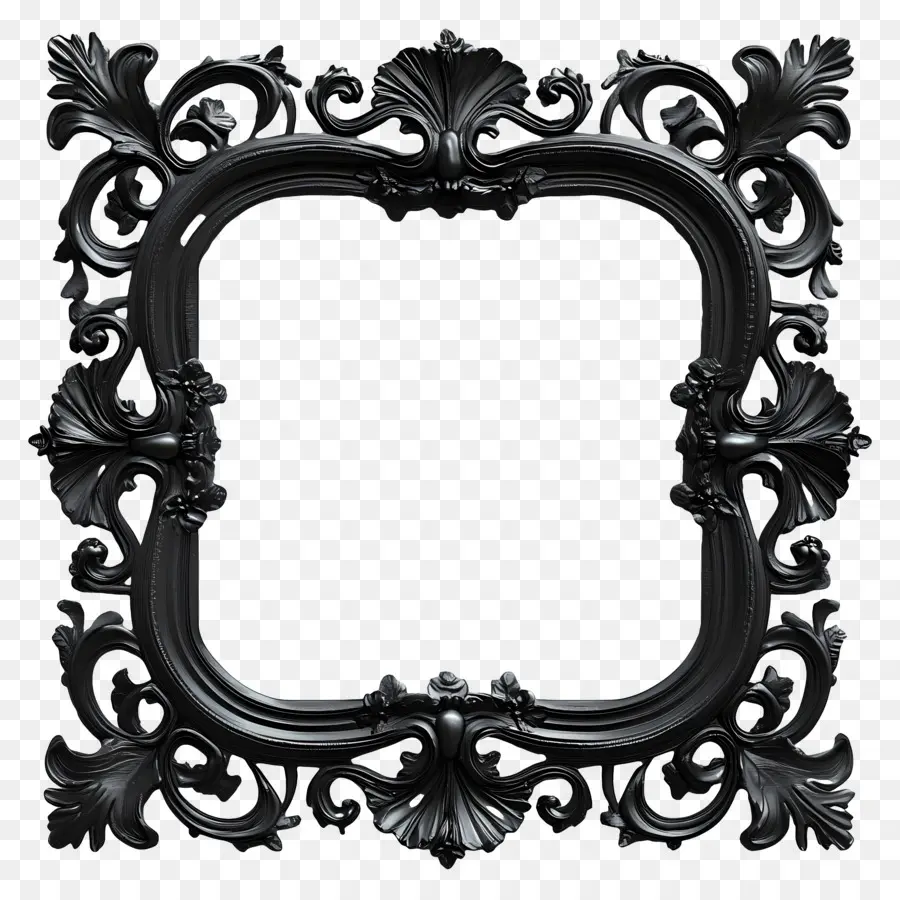 Moldura Vintage Preta，Moldura Ornamentada Preta PNG