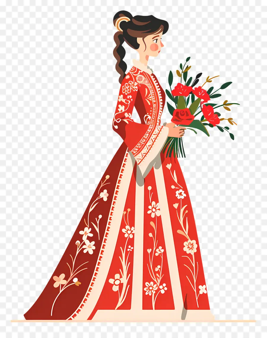 Noiva Dos Desenhos Animados，Mulher De Vestido Vermelho PNG