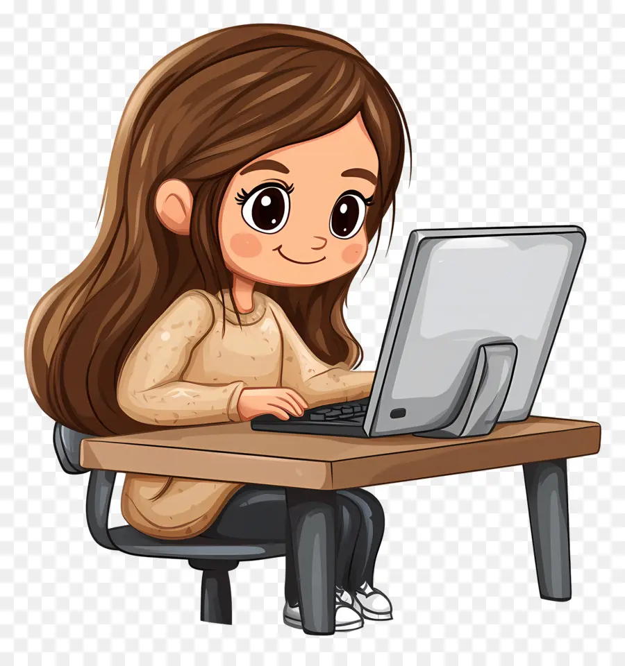 Garota Com Computador，Menina Com Laptop PNG