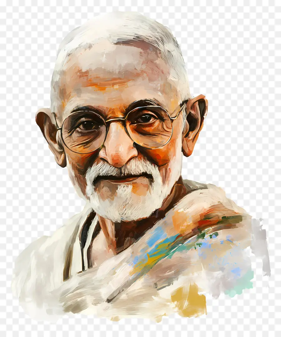 Gandhi，Homem Idoso Com óculos PNG