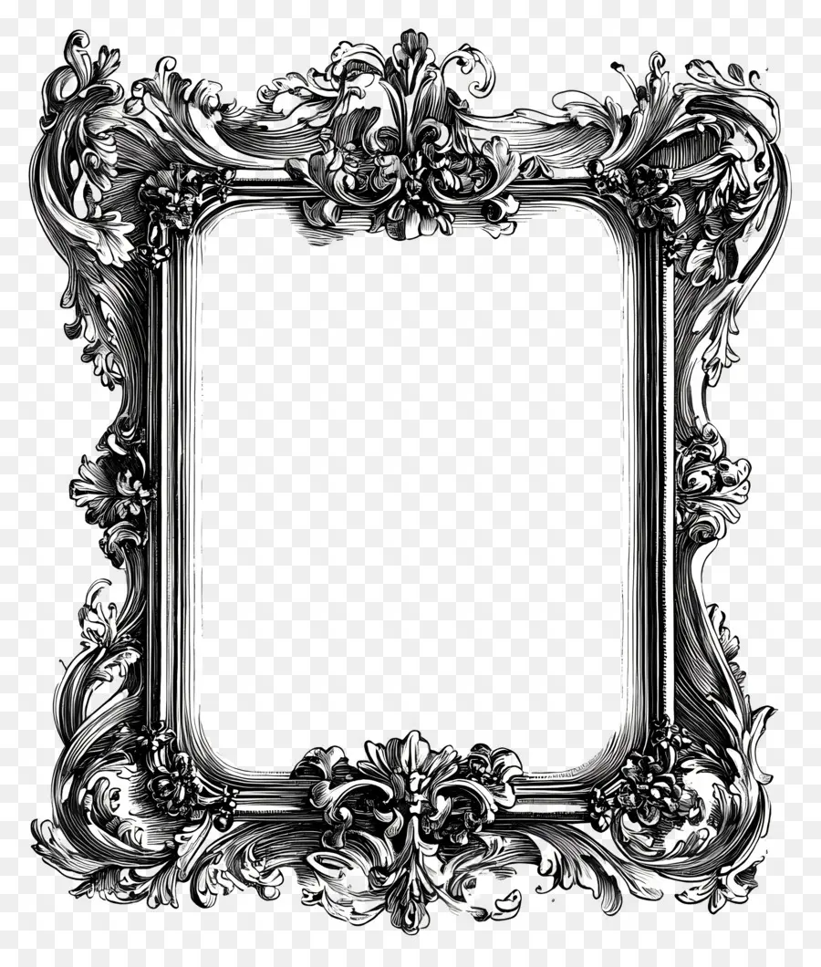 Moldura Vintage Preta，Moldura Ornamentada PNG