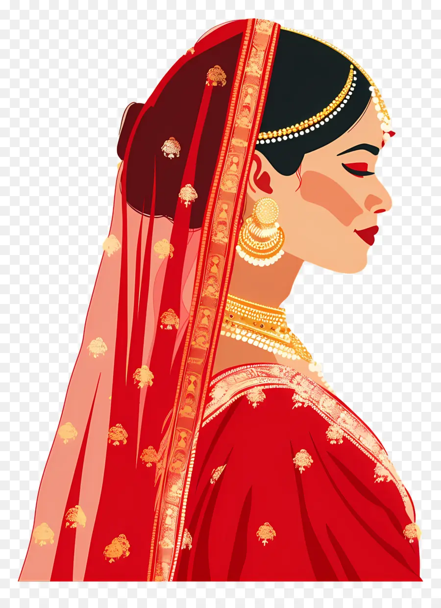 Saree De Casamento Indiano，Noiva Em Vestido Vermelho PNG