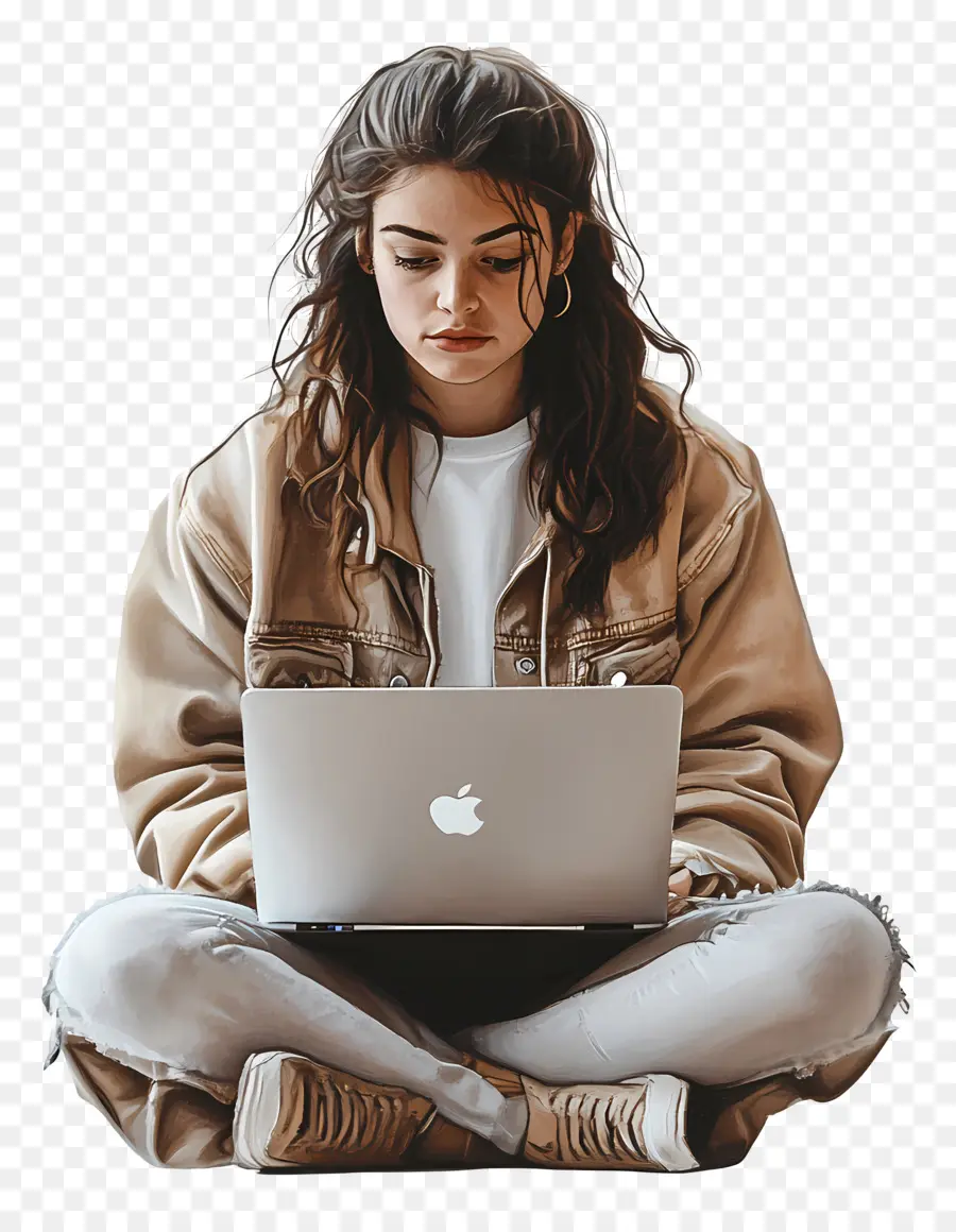 Garota Com Computador，Menina Com Laptop PNG