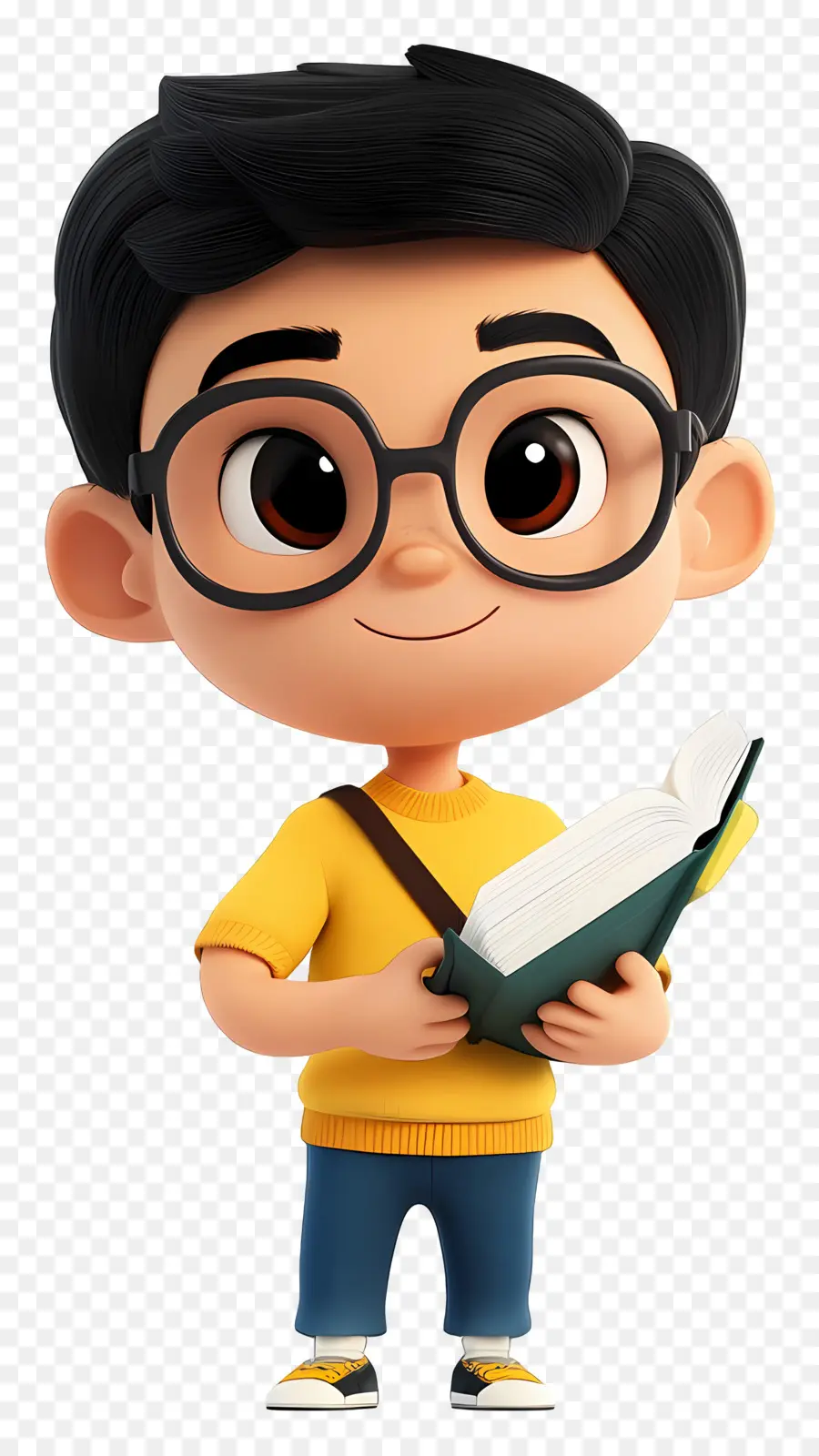 Aluno Animado，Menino Com Livro PNG